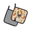Toy Fox Terrier Heirloom Fall Pair of Pot Holders Pair 7.5x7.5 Quilted Insulated Hot Pads Decorative Kitchen Gift Made in USA