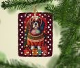 English Toy Spaniel Holiday Christmas Porcelain Ornament Christmas Tree Hanging Decorations for Home Christmas Holiday, Rectangle, Gift, Multicolor