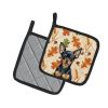 Black and Tan Russian Toy Heirloom Fall Pair of Pot Holders Pair 7.5x7.5 Quilted Insulated Hot Pads Decorative Kitchen Gift Made in USA