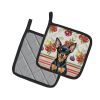 Black and Tan Russian Toy Vegetables Pair of Pot Holders Pair 7.5x7.5 Quilted Insulated Hot Pads Decorative Kitchen Gift Made in USA