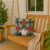 Toy Fox Terrier Christmas PoinsettIas Throw Pillow Decorative Indoor Outdoor Accent Cushion for Couch, Bed or Patio, 18Hx18W