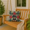 Black and Tan Russian Toy Christmas PoinsettIas Throw Pillow Decorative Indoor Outdoor Accent Cushion for Couch, Bed or Patio, 18Hx18W
