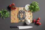 Black and Tan English Toy Spaniel Heirloom Fall Glass Cutting Board Decorative Tempered Glass Kitchen Cutting and Serving Board Large Size Chopping Bo