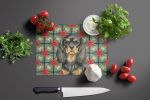 Black and Tan English Toy Spaniel Christmas PoinsettIas Glass Cutting Board Decorative Tempered Glass Kitchen Cutting and Serving Board Large Size Cho