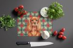 Ruby English Toy Spaniel Christmas PoinsettIas Glass Cutting Board Decorative Tempered Glass Kitchen Cutting and Serving Board Large Size Chopping Boa