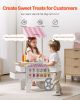 VEVOR Ice Cream Cart for Kids, 20+ PCS Accessories, Pretend Play Ice Cream Shop Kitchen Food Toys with Ice Cream Cone & Popsicle, Awning & Freezer