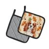 Blenheim English Toy Spaniel Heirloom Fall Pair of Pot Holders Pair 7.5x7.5 Quilted Insulated Hot Pads Decorative Kitchen Gift Made in USA
