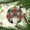 Toy Fox Terrier Christmas PoinsettIas Ceramic Ornament Christmas Tree Hanging Decorations for Home Christmas Holiday, Party, Gift, 3 in, Multicolor