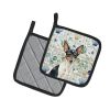 Toy Fox Terrier Coastal Sea Glass Pair of Pot Holders Pair 7.5x7.5 Quilted Insulated Hot Pads Decorative Kitchen Gift Made in USA