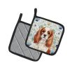 Blenheim English Toy Spaniel Coastal Sea Glass Pair of Pot Holders Pair 7.5x7.5 Quilted Insulated Hot Pads Decorative Kitchen Gift Made in USA