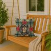 Black and Tan English Toy Spaniel Christmas PoinsettIas Throw Pillow Decorative Indoor Outdoor Accent Cushion for Couch, Bed or Patio, 18Hx18W