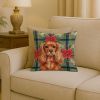 Ruby English Toy Spaniel Christmas PoinsettIas Throw Pillow Decorative Indoor Outdoor Accent Cushion for Couch, Bed or Patio, 18Hx18W