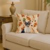 Toy Fox Terrier Heirloom Fall Throw Pillow Decorative Indoor Outdoor Accent Cushion for Couch, Bed or Patio, 14Hx14W