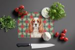 Blenheim English Toy Spaniel Christmas PoinsettIas Glass Cutting Board Decorative Tempered Glass Kitchen Cutting and Serving Board Large Size Chopping