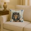 Black and Tan English Toy Spaniel Coastal Sea Glass Throw Pillow Decorative Indoor Outdoor Accent Cushion for Couch, Bed or Patio, 18Hx18W