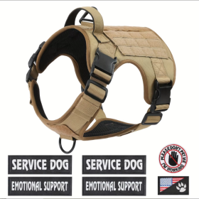 Hiphoppet US Local Tactical Service Dog Harness Vest Adjustable Reflective No Pulling Large Dog Harness With Metal Buckle (Option: Tan-L)