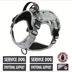 Hiphoppet US Local Tactical Service Dog Harness Vest Adjustable Reflective No Pulling Large Dog Harness With Metal Buckle (Option: GrayCamo-L)