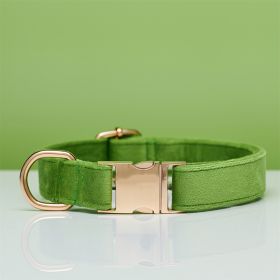 Multiple Colour Velvet Personalise Dog Collar Leash Set With Bow (Option: Green-M)