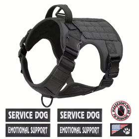 Tactical Pet Chest Service Dog Harness Vest Adjustable Reflective Dog Harness Metal Buckle Hiking Training (Option: Black-L)