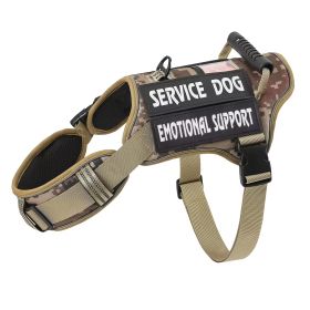 Tactical Service Dog Harness With Handle, No-Pull Adjustable Reflective Pet Vest Harness For Easy Walking And Training (Option: Khaki-L)