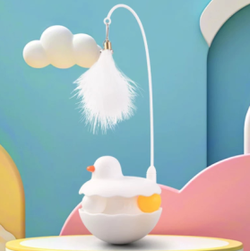 Cat Toys - Interactive Toy For Cat , Kitten Toys, Lightweight Resin Duck Shape Fun Stick For Kitten Play Indoor Outdoor ,Removable And Washable Duck C (Option: White duck)