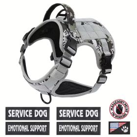 Tactical Pet Chest Service Dog Harness Vest Adjustable Reflective Dog Harness Metal Buckle Hiking Training (Option: Gray Camouflage-L)