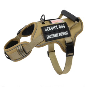 USLOCAL Tactical Service Dog Harness With Control Handle No Pulling Adjustable Reflective Pet Vest Harness Easy Walking Training (Option: Linen-L)