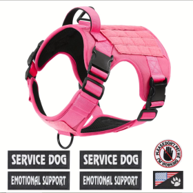 Hiphoppet US Local Tactical Service Dog Harness Vest Adjustable Reflective No Pulling Large Dog Harness With Metal Buckle (Option: Pink-L)