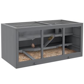 Oversized Wooden Hamster Cages, Gerbil Cages And Other Small Animal Habitats (Option: Grey)
