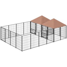 Large Outdoor Dog Kennel With 2 Rooms, Rotating & Adjustable Height Bowls, 13.5 X 9.4 X 5.1 (Option: Black)