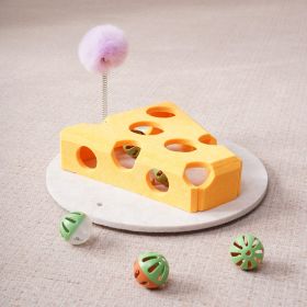 Cat Puzzle Toy With Ball And Spring-loaded Wand Felt Indoor Cat Toy Box Suction Cup Base Treat Puzzle Helps Cats Play Independently And Improves Their (Option: Yellow)