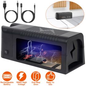 High Voltage 1800V Rat Trap - Spacious Inner For All Rodents, One - Way Entry, Rechargeable And Multifunctional For Indoor Scenes, Easy To Use Indoors (Option: Black)