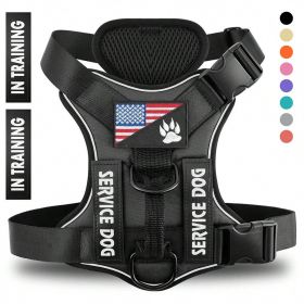 Reflective Breathable Solid Color Polyester Dog Strap (Option: Black-L)