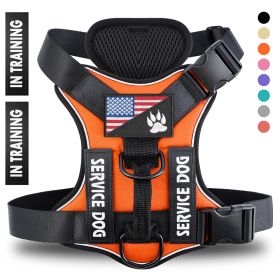 Reflective Breathable Solid Color Polyester Dog Strap (Option: Orange-M)