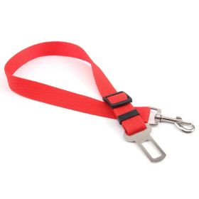 Retractable Dog Safety Belt Car Safety Belt For Pet Dog Supplies Car Safety Buckle (Option: Red)