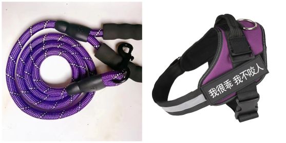 Fashion Simple Pet Leash Chest Strap Set (Option: Purple-L)