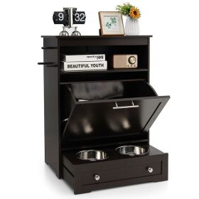 Pet Feeder Station with Stainless Steel Bowl (select: with 2 Bowls / Hidden Cabinet)