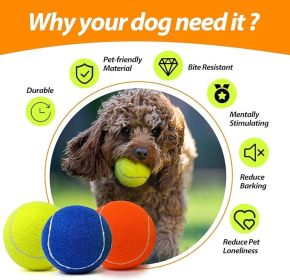 Tennis Ball Dog Toys 2 Pack - 4-Inch Durable and Safe Dog Ball, Sound Output from The Large Tennis Balls for Dogs with Mesh Bag (Color: Yellow)