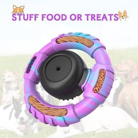 Dog Toys for Aggressive Chewers Large Medium Small Breed Indestructible Durable Tough Dog Chew Toys to Keep Them Busy Nylon Rubber Interactive Dog Toy (Color: Purple)